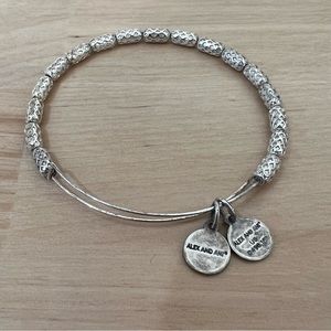 Alex and Ani silver beaded bangle charm bracelet with energy